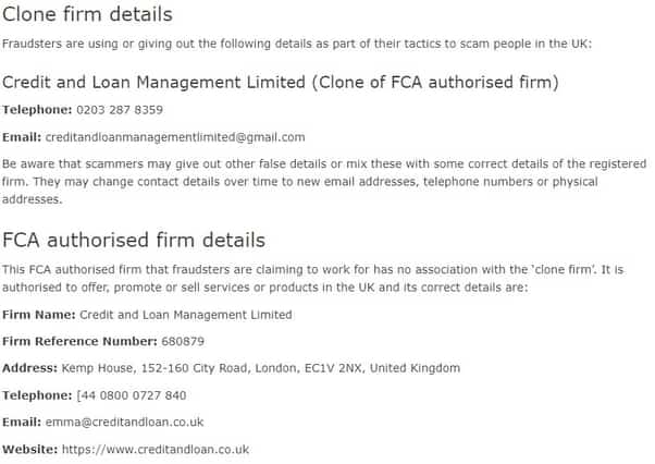FCA Warning Credit Loan Management