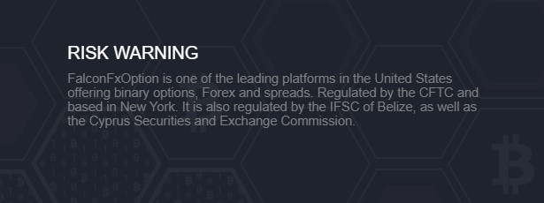 Fraud disclaimer on Falcon FX Option website